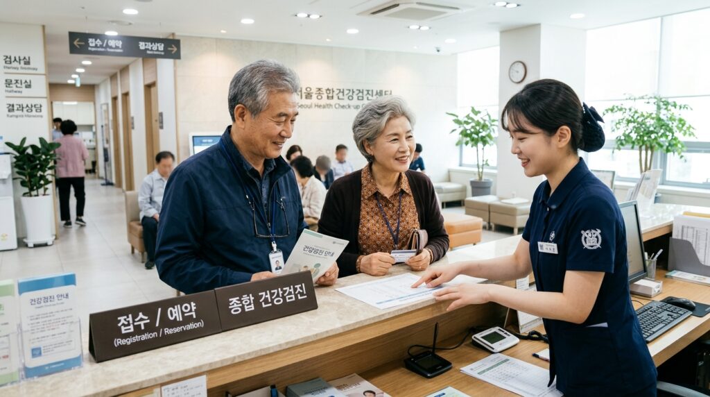 부모님 국가건강검진 병원 예약하는 모습