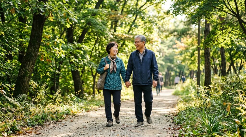 60대인데 10년 젊어 보이는 사람들이 매일 산책하는 모습