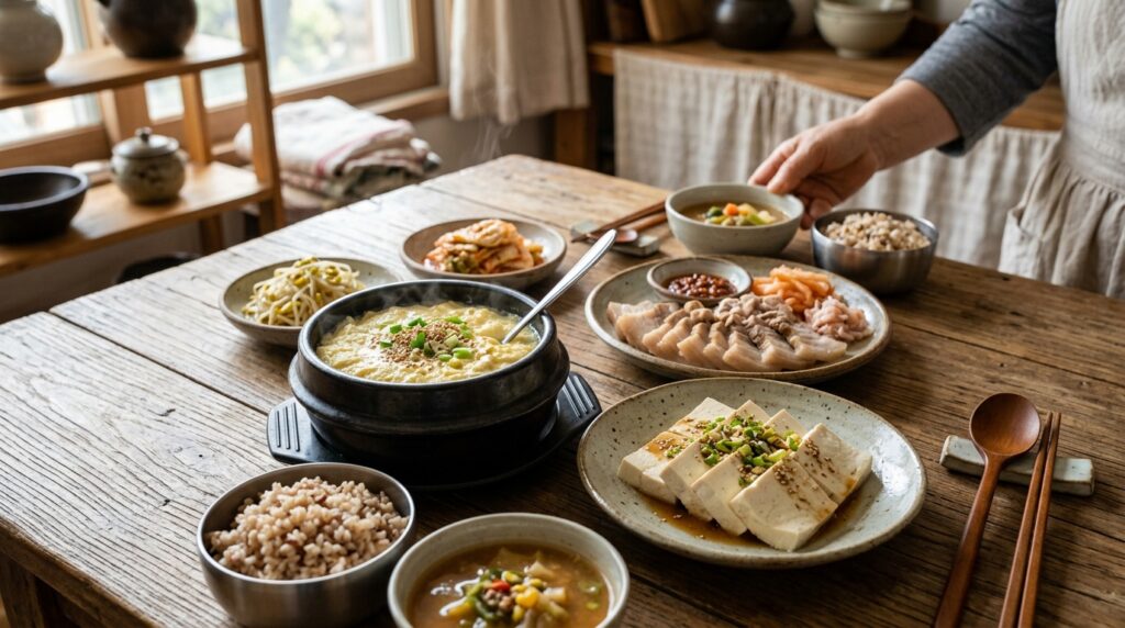 치아가 약한 어르신들이 소화하기 편한 계란찜과 두부 등 노년기 필수 단백질 식단