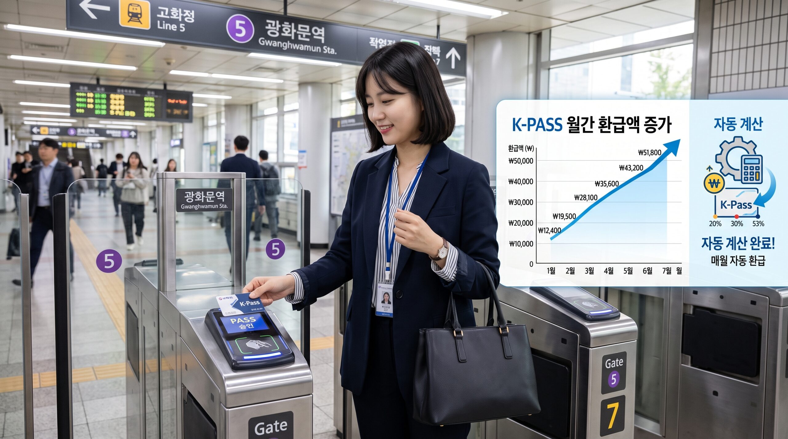 K-패스로 출근 하는 직장인
